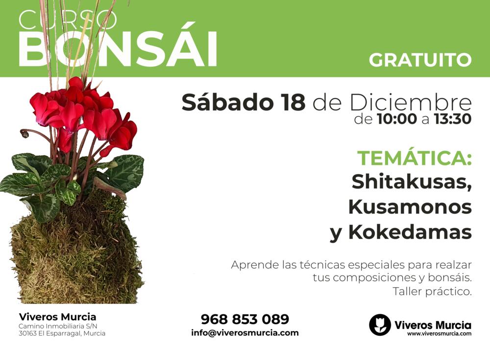 Taller de Shitakusas, Kusamonos y Kokedamas este sábado 18 en Viveros Murcia